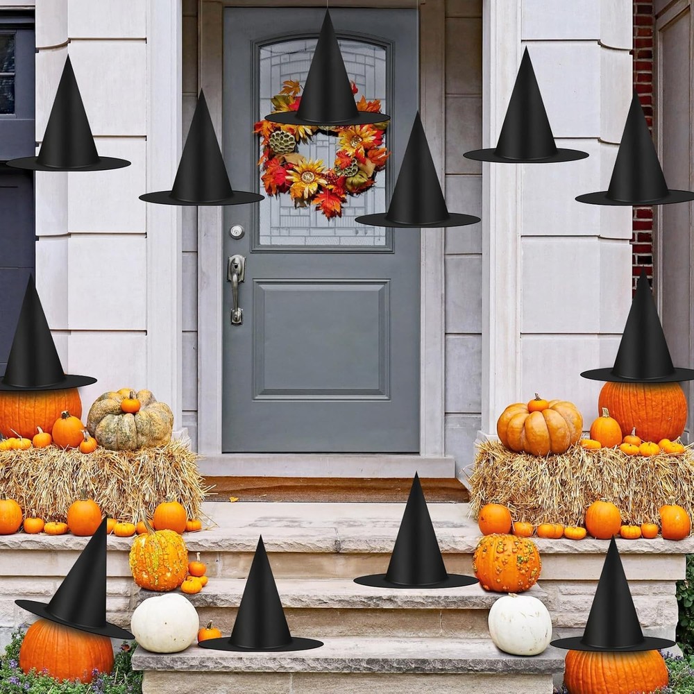 Halloween Decorations Witch Hat, 12 Pcs Thickened Black Hats Bulk...