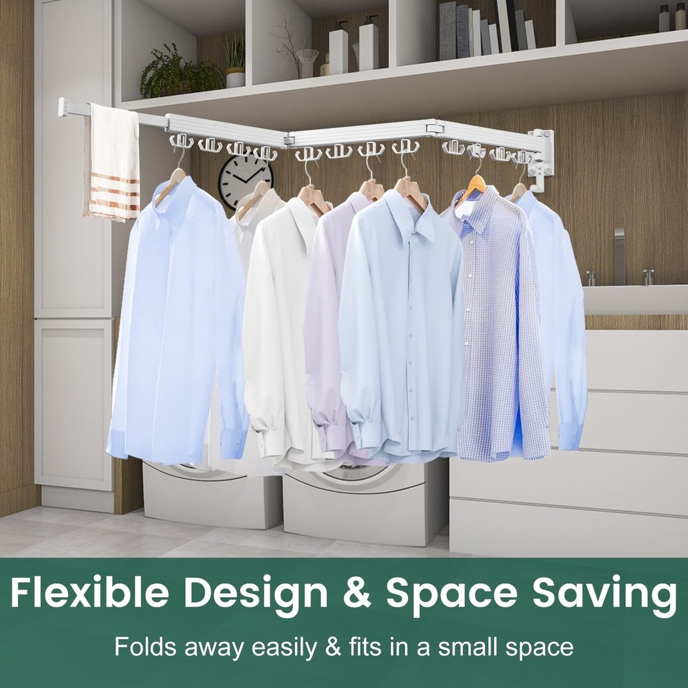 Kelisiting Wall Mounted Clothes Drying Rack, Laundry Drying Rack Wall Mount, ...