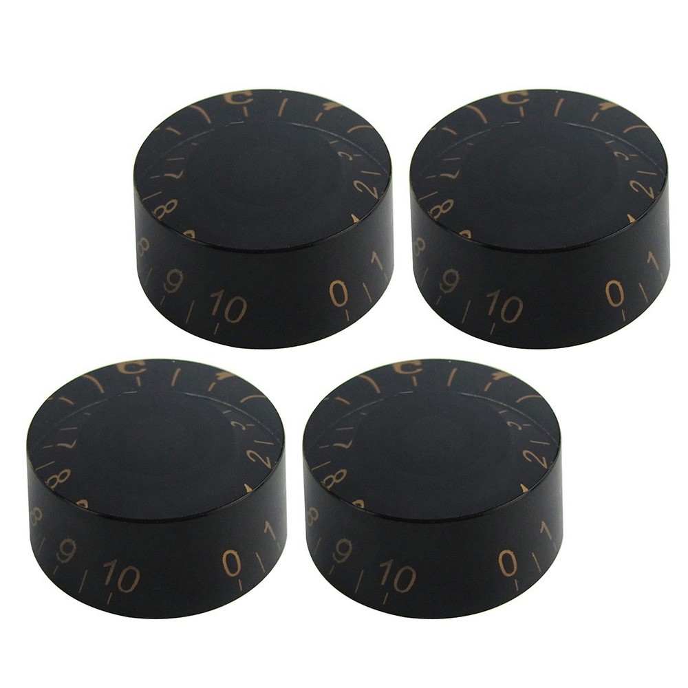 FLEOR 4PCS Barrel Style Black Volume Tone Control Speed Knobs Guitar Button