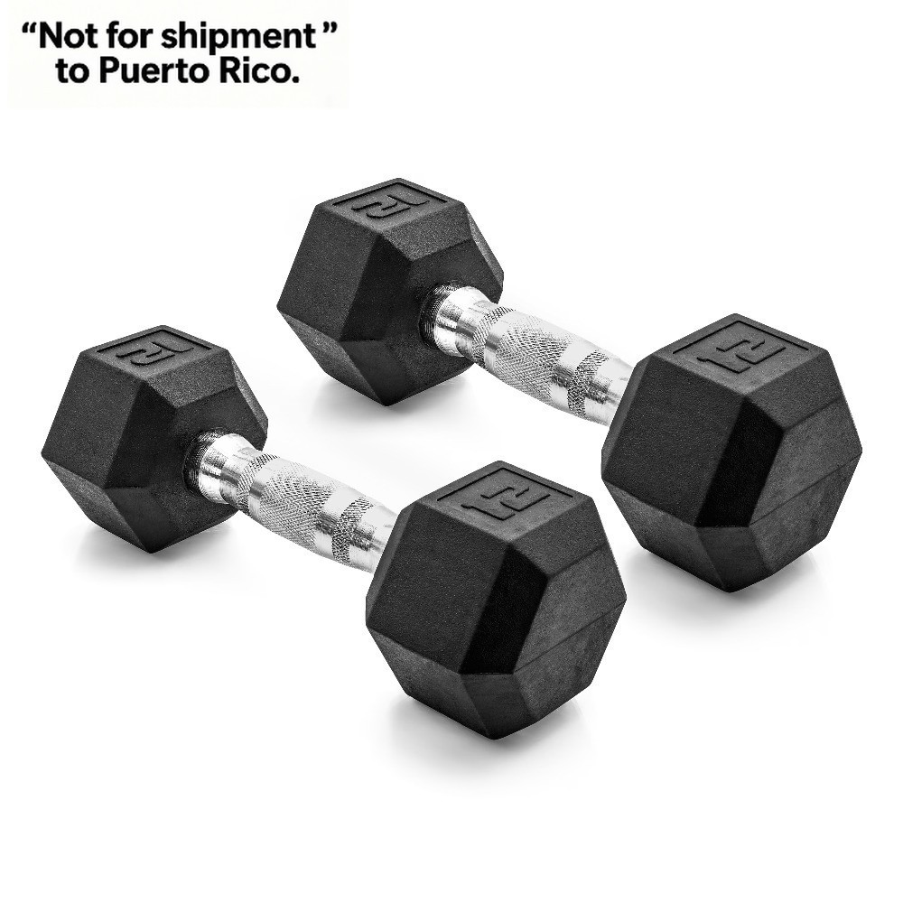 12lb Coated Rubber Hex Dumbbell, Pair