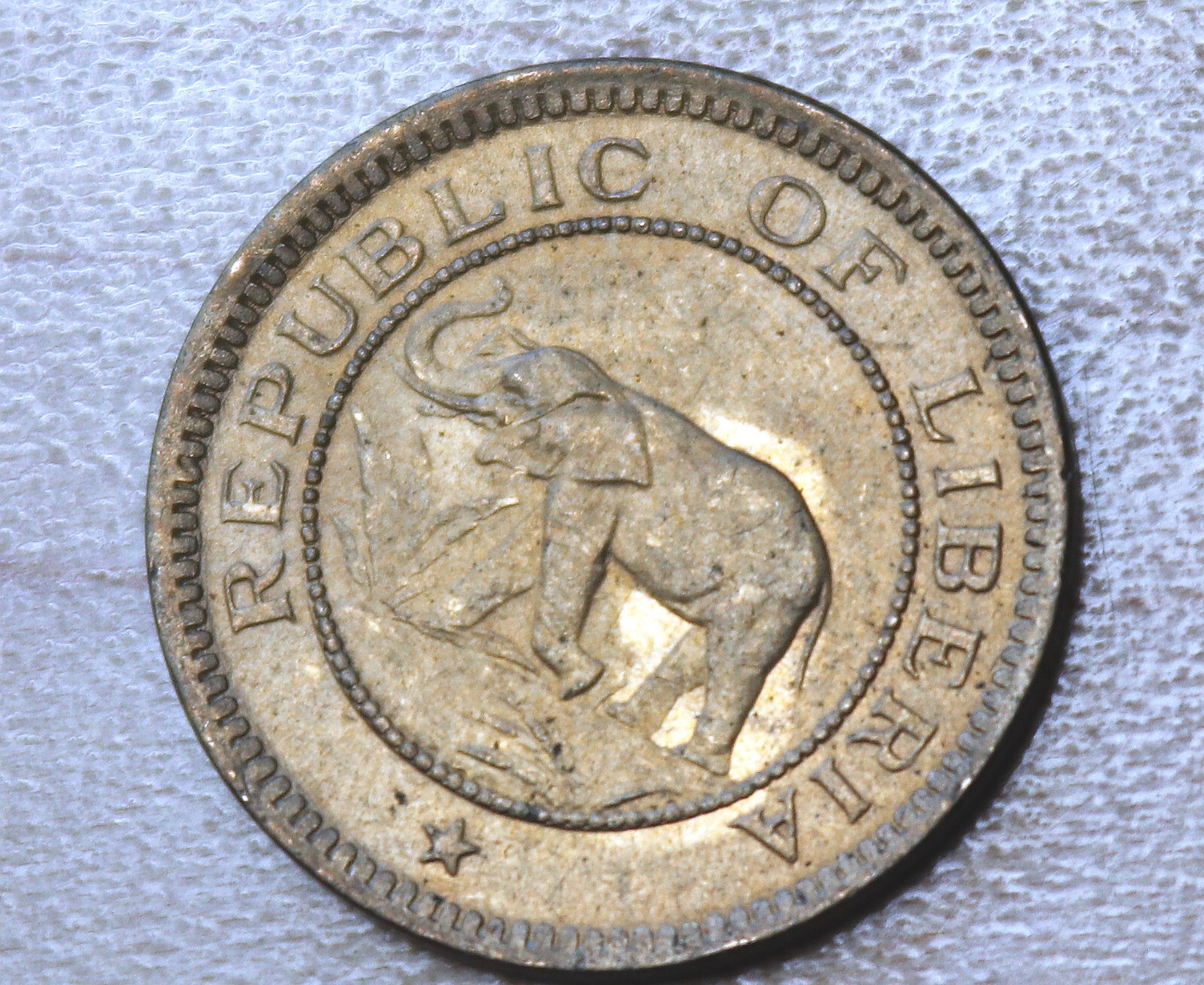 1937 Liberia 1/2 Cent Elephant