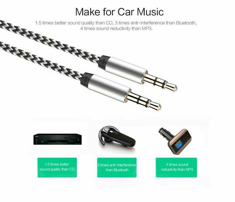 2PCS AUX Cable 3.5mm Jack Male to Male Stereo Audio Cord for PC iPod Car iPhone