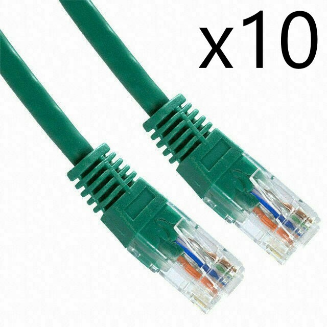 10 Pack Lot - 3ft CAT5e Ethernet Network LAN Router Patch Cable Cord Wire Green
