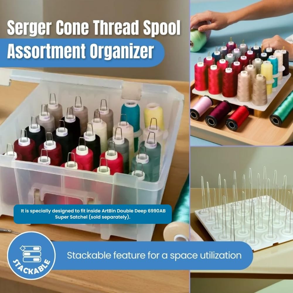 6901AB Cone Thread Tray, Sewing & Embroidery Serger Cone Thread Spool Assortm...