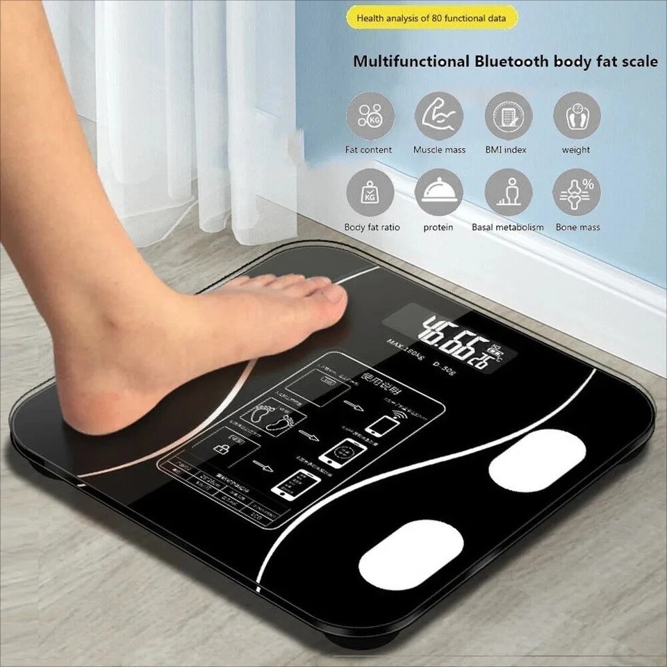 Bluetooth Smart Body Fat Scale BMI Digital Weight Bathroom Scale LCD App Sync
