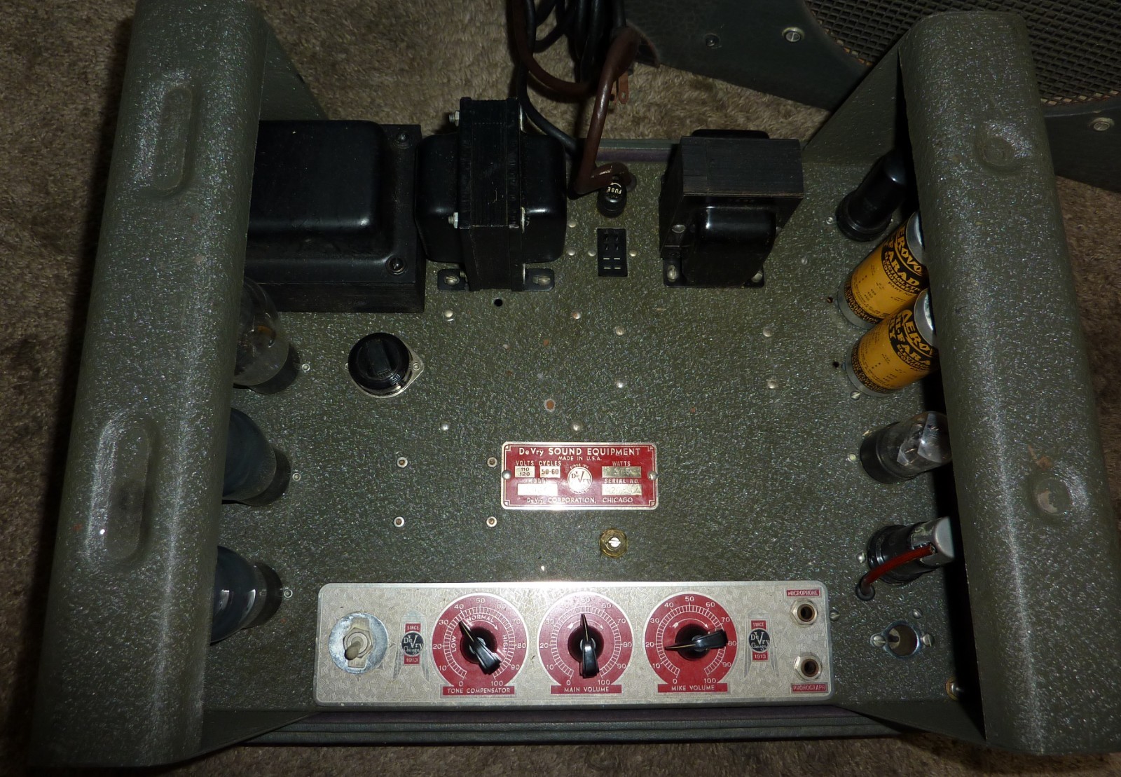 1940's DeVry Sound Model 1966 Mono Tube Amplifier & Jensen Speaker Guitar Amp