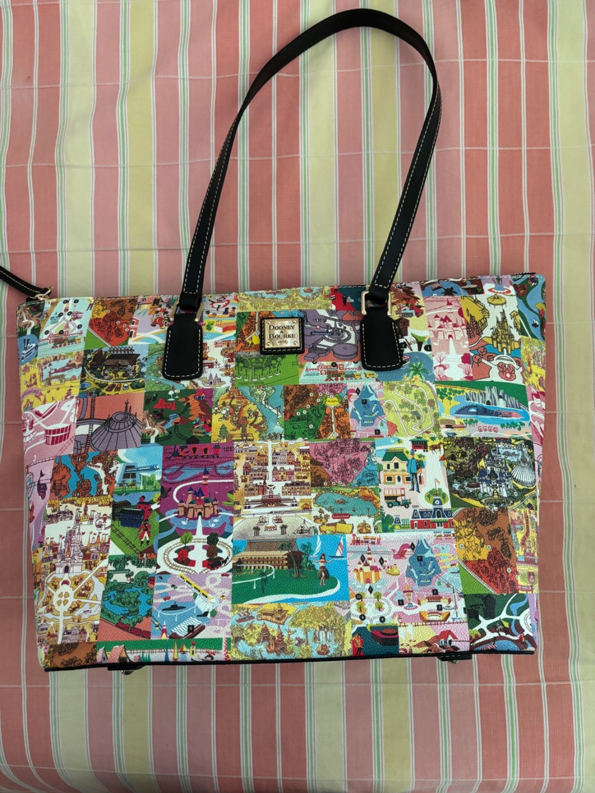 2026 Disney Parks Dooney & Bourke Vintage Park Map Icons Tote Bag NWT