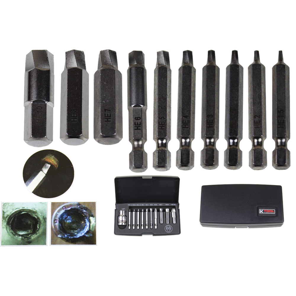 K-Tool BTK42-11HS Damaged Hex Screw Extractor Set 11PCS