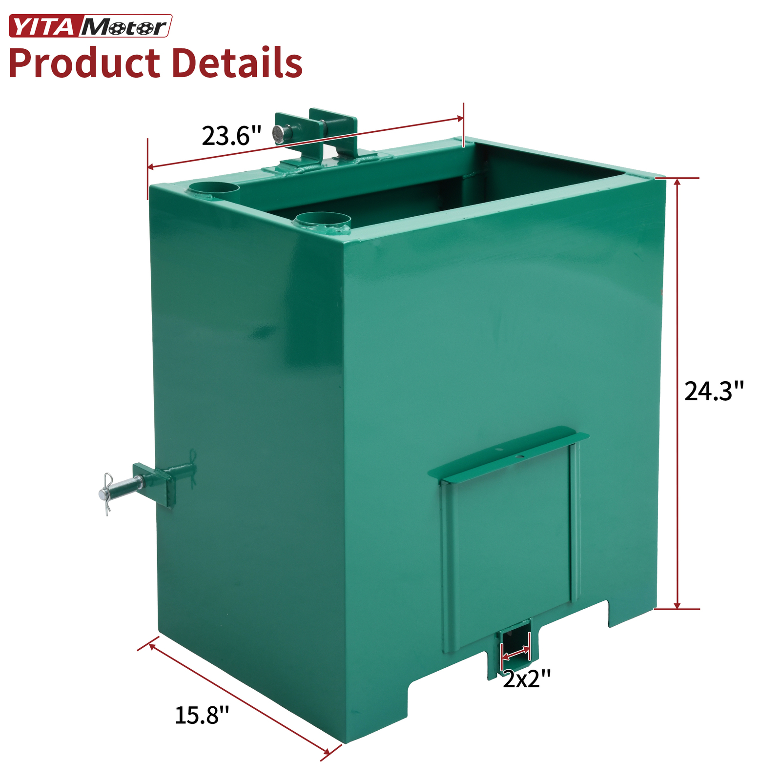 Ballast Box 3 Point Hitch Counterweight for Cat 1 Category 1 Tractor 800lb Green