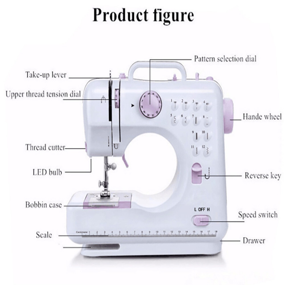 Electric Sewing Machine Portable Crafting Mending Machine 12 Built-In Stitches