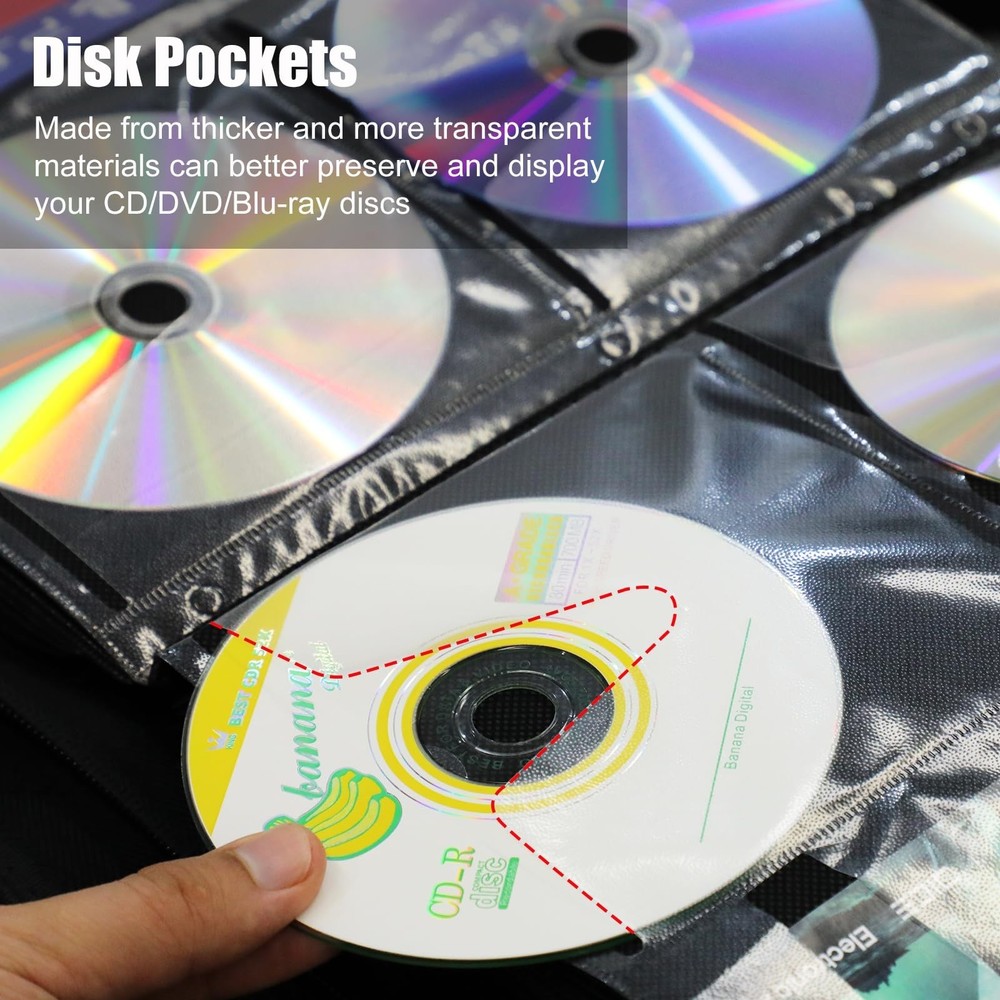 CD/DVD Storage Binder Case, Blu Ray Storage Case Capacity 136 Discs and 68 Bo...
