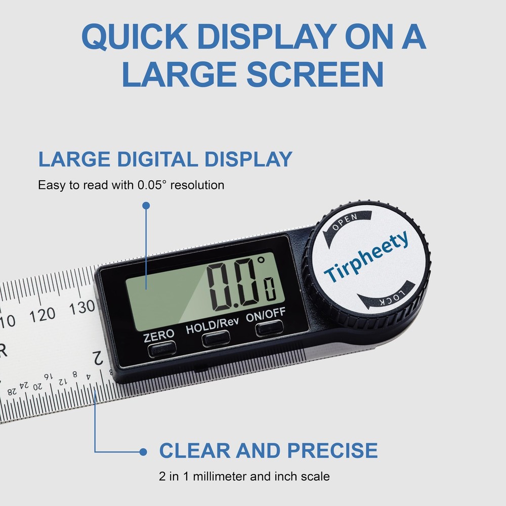 Tirpheety Digital Angle Finder Protractor, 3rd Generation Quick Display Angle...