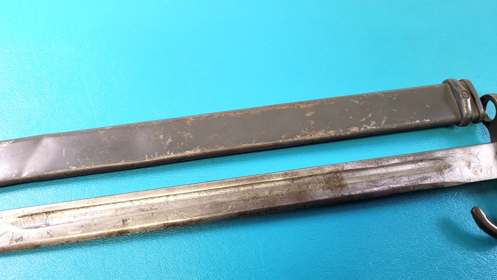 WWII Japanese Arisaka Training Bayonet Knife + Sheath + Metal Tag Brace TR446