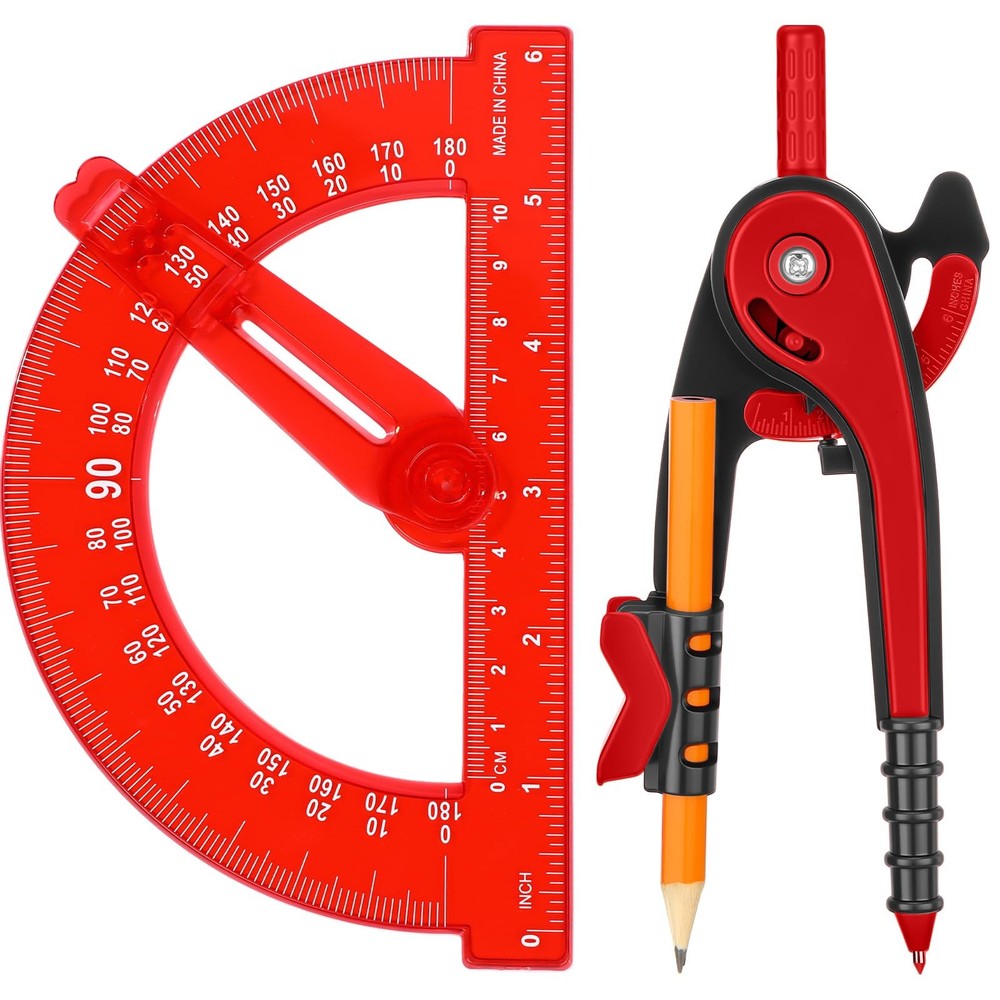 Zonon Student Protractor and Compass Set, Geometry Math Set Red