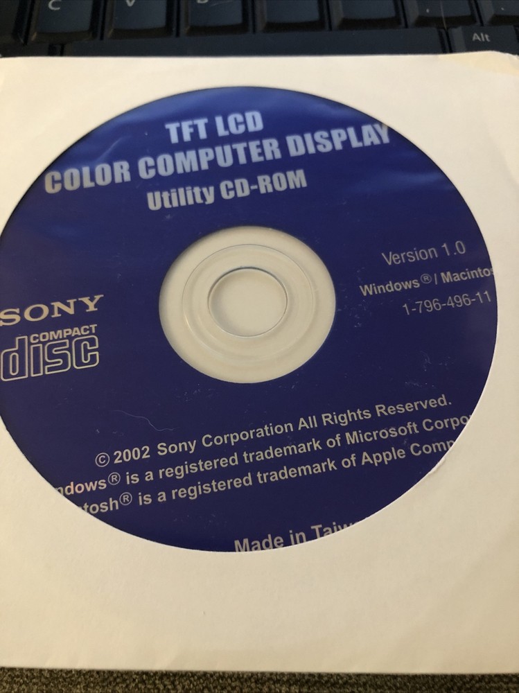 Sony TFT LCD Color Computer Display utility CD-ROM Version 1.01-796-496-1