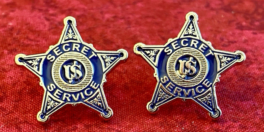 US SECRET SERVICE PINS - BLUE VINTAGE STAR / LOT OF TWO / NEW ITEM