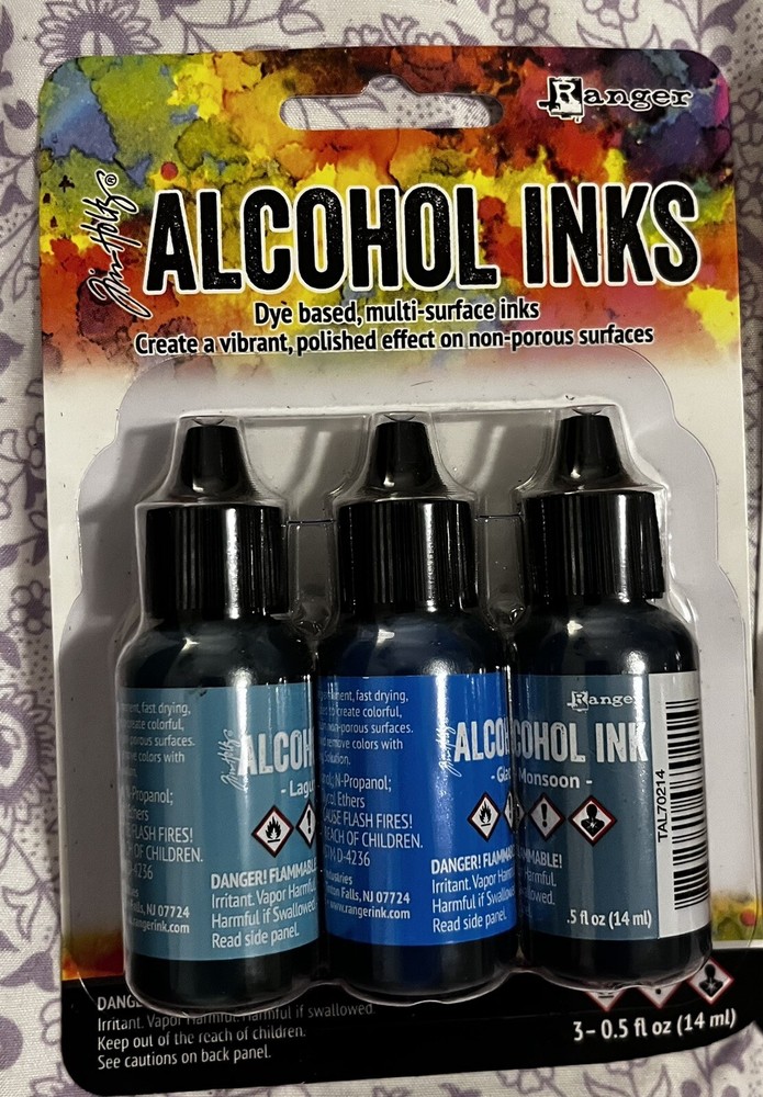 Ranger Alcohol Inks 3 Pack Dye Based, Multi Surface Ink.