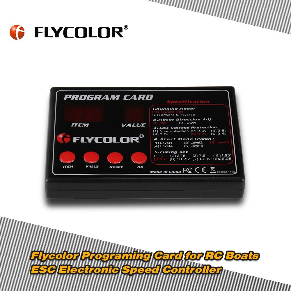 Flycolor Programming Card For RC Boats ESC Electronic Speed Controller Upgrade