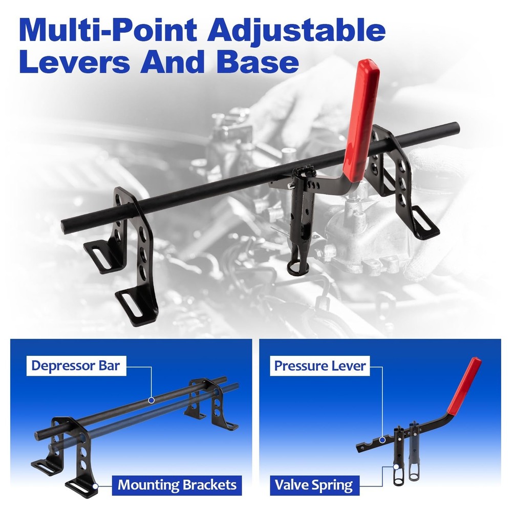Valve Spring Compressor and Valve Guide Removal Tool Set - Universal OHV/OHC ...