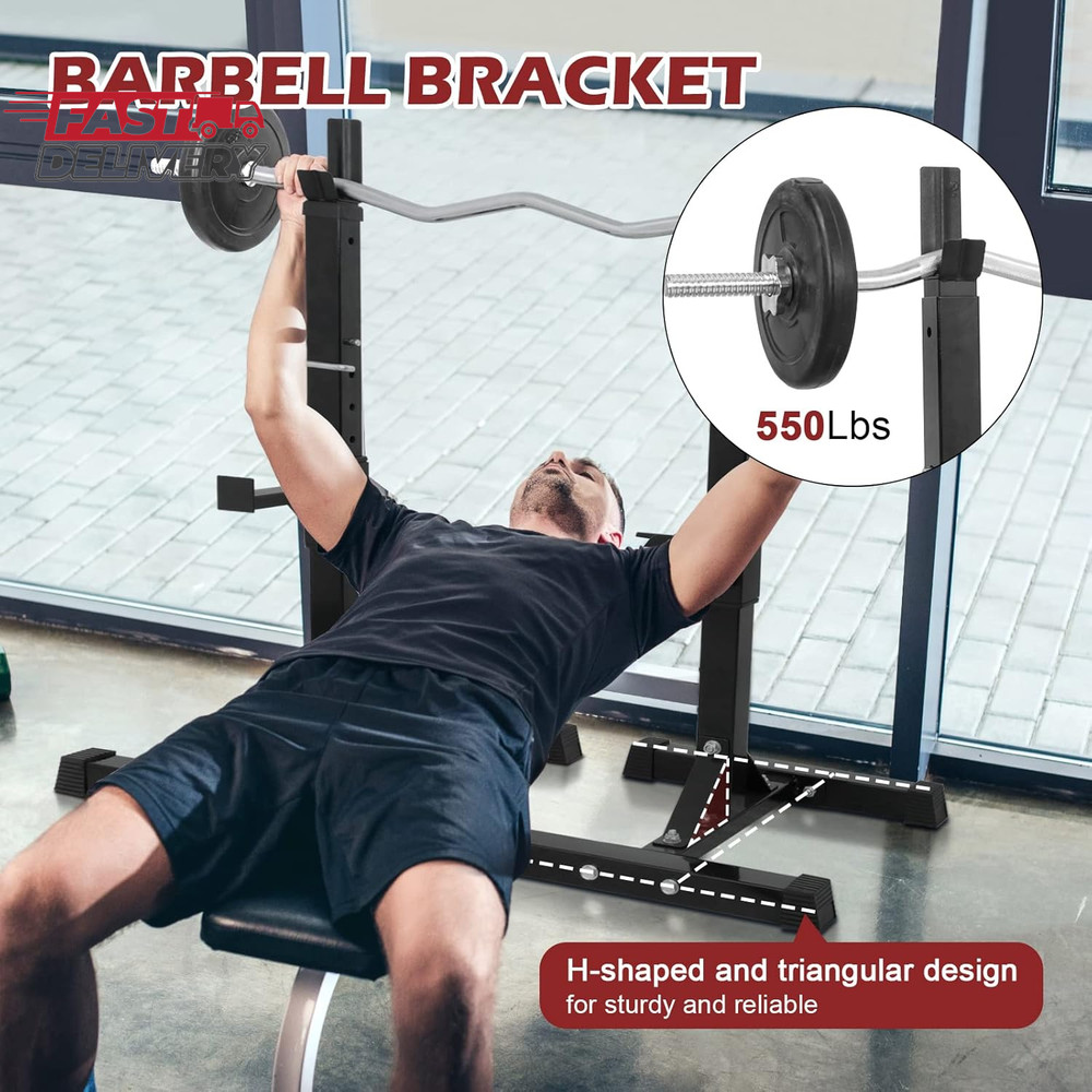 Smartxchoices Pair of Squat Rack, Bench Press Rack Adjustable 40"-66" Solid Stee