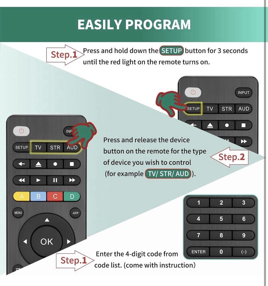 Universal TV Remote Control for Remote, Simple Setup 3 Device Universal