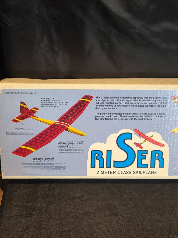 Sig RISER 2 Meter Class RC Glider balsa model kit NEW