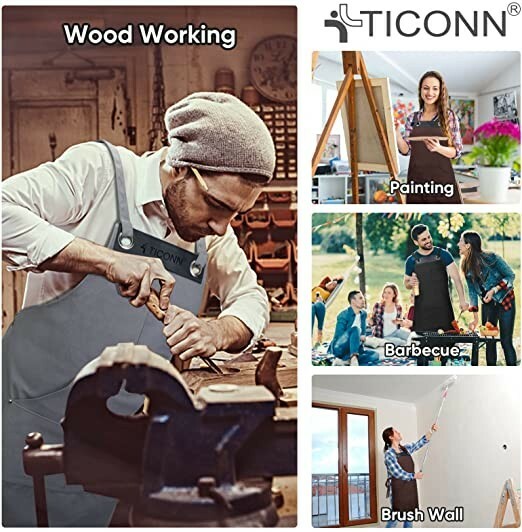 Heavy Duty Waxed Canvas Apron, 16oz Thick Canvas Multi-Functional Apron Standard