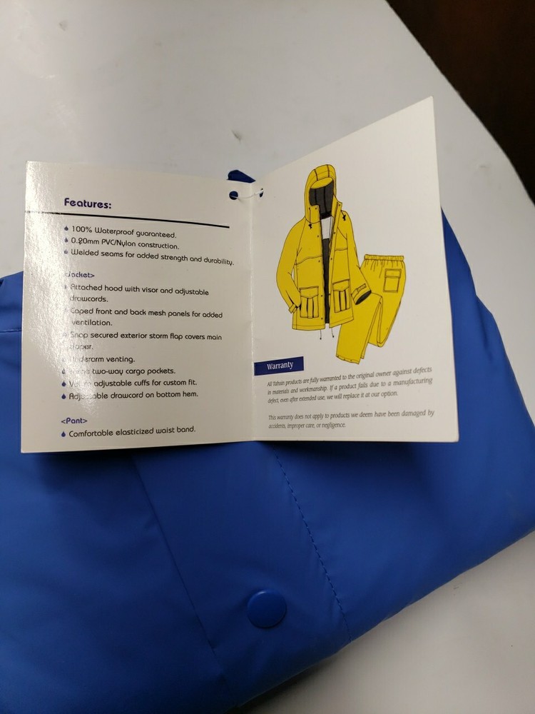 mens rain suit large Blue New With Tags
