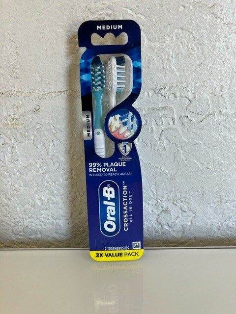 Oral-B CrossAction All In One Toothbrushes, Medium, 2 pack