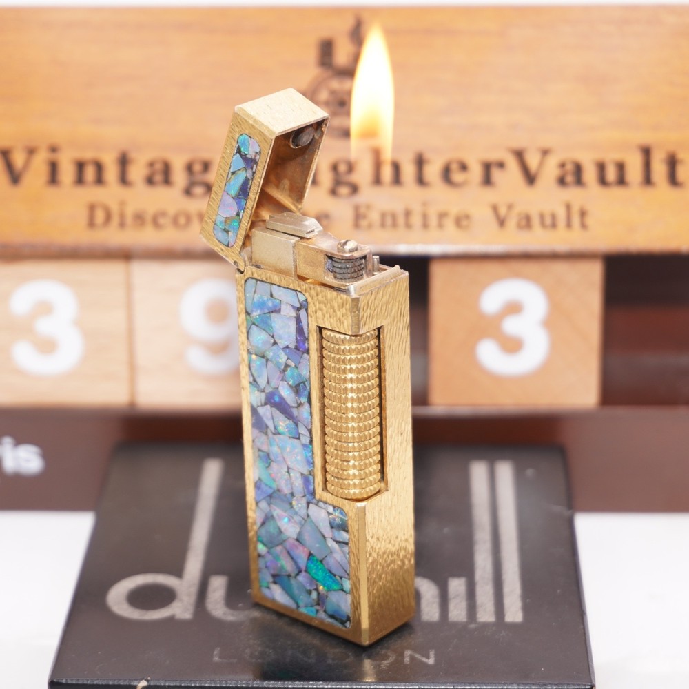 Dunhill Lighter Gold Wav Opal Pattern _Ultrasonically Cleaned_Working