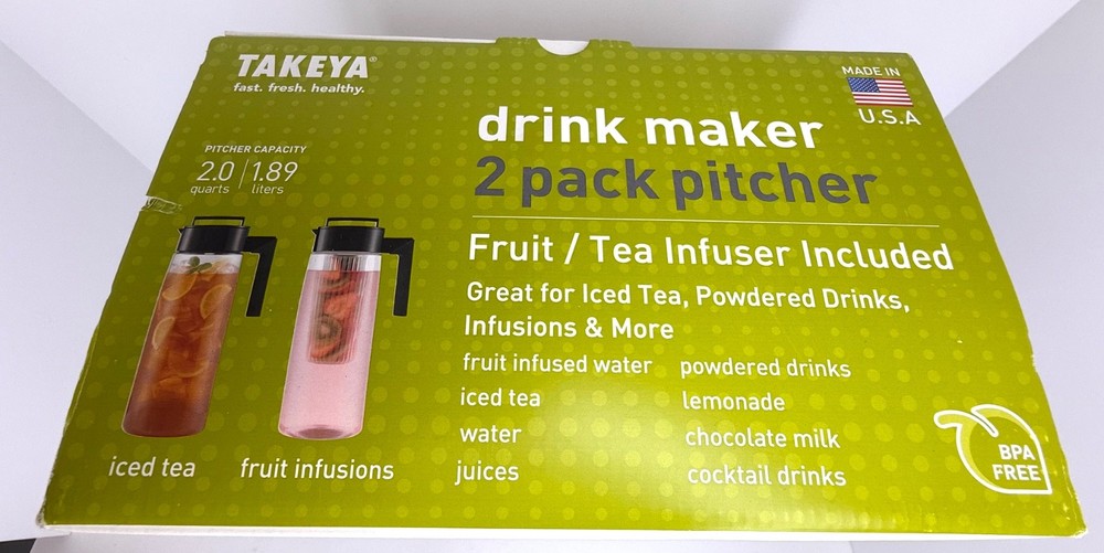 Takeya Drink Maker 2 Pack Pitcher with infuser, 2Q each pitcher