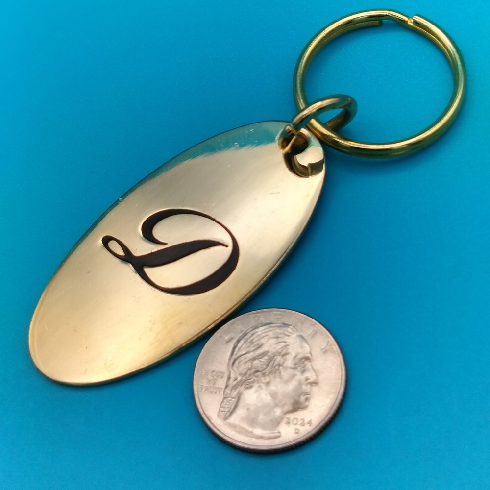 Monogram "D" Initial Solid Brass Premium Keychain