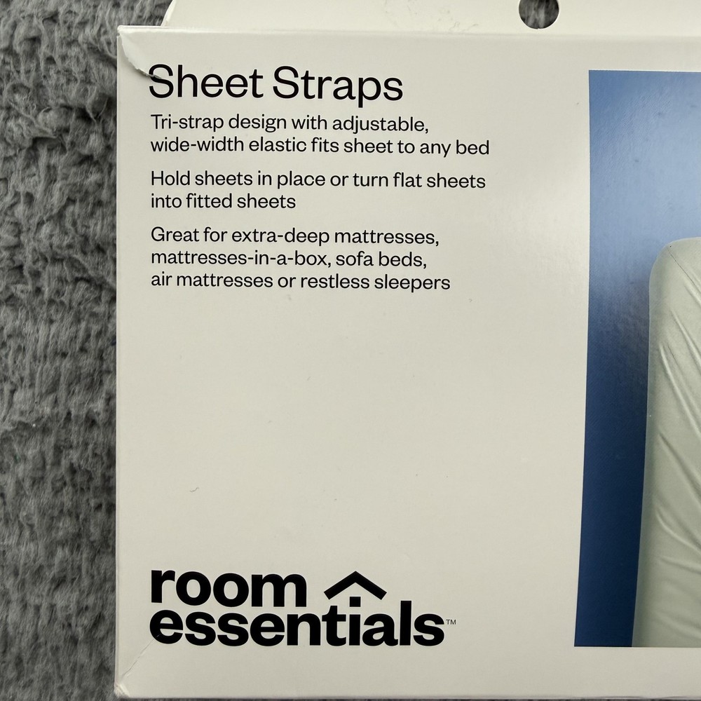 Room Essentials Sheet Straps 4 Count White Adjustable Elastic Sheet Grippers