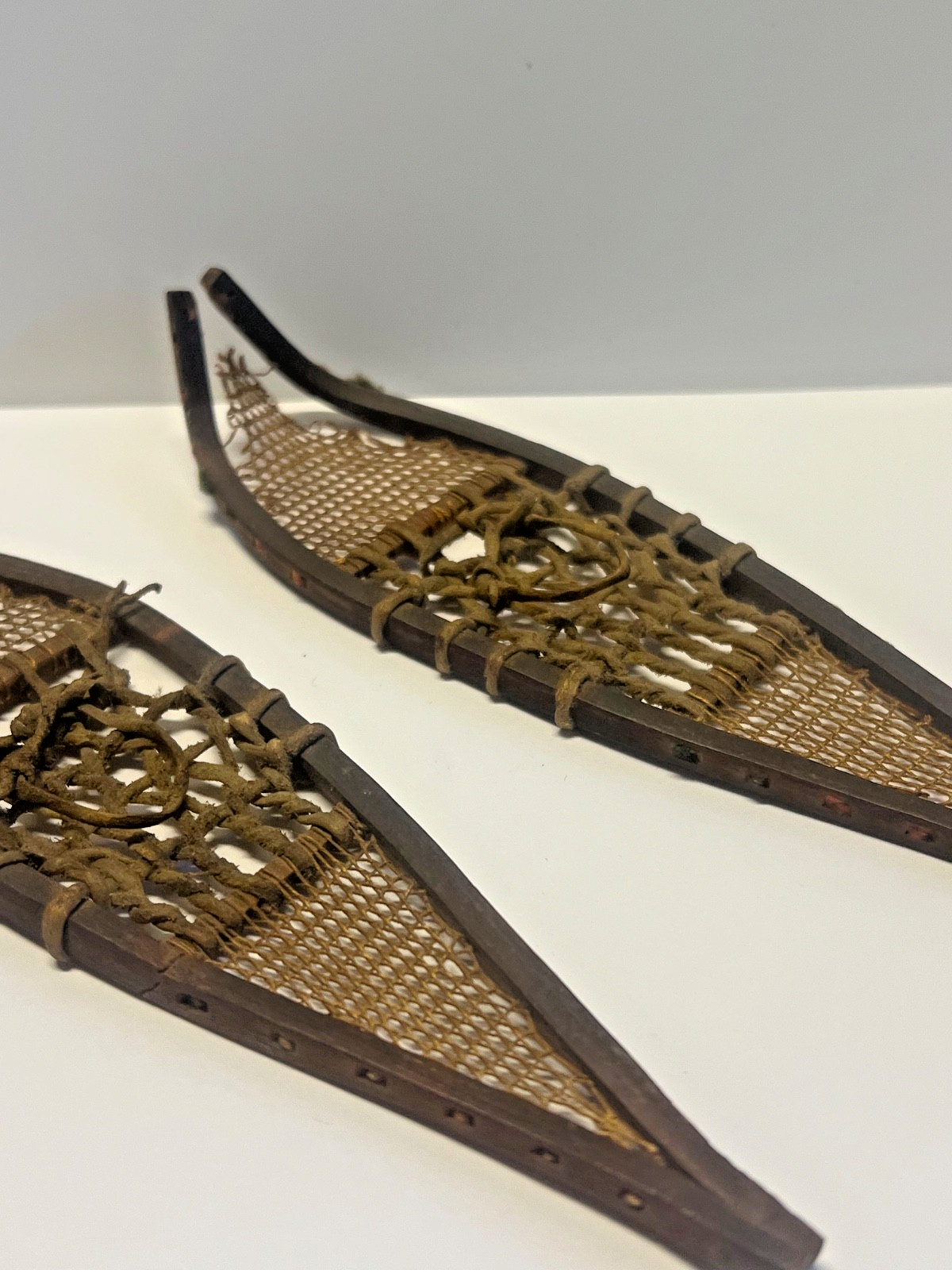 Antique Pair of Minature Native Athabaskan Weaved Snowshoes - DOLL SIZE; 1880's