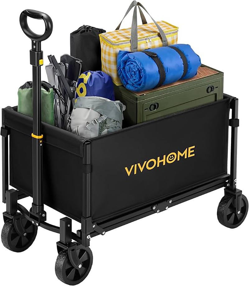 Collapsible Wagon Cart Lightweight Portable Utility Wagons w/ All-Terrain Wheels