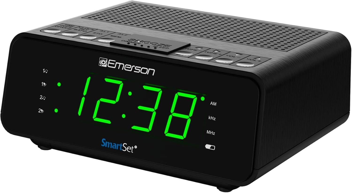 Emerson SmartSet Alarm Clock with AM/FM Radio Dimmer Sleep Timer LED Display