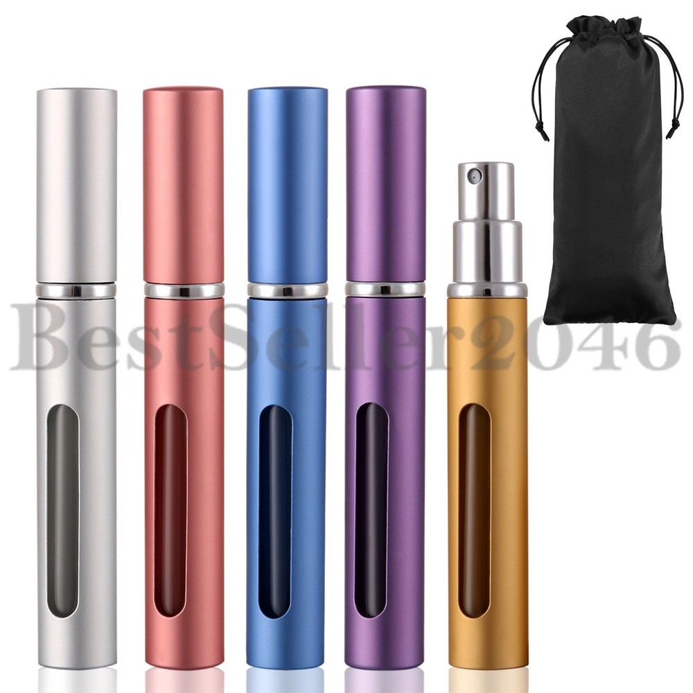 10pc Mini Refillable Travel Portable Perfume Atomizer Bottle Spray Pump Case 5ml