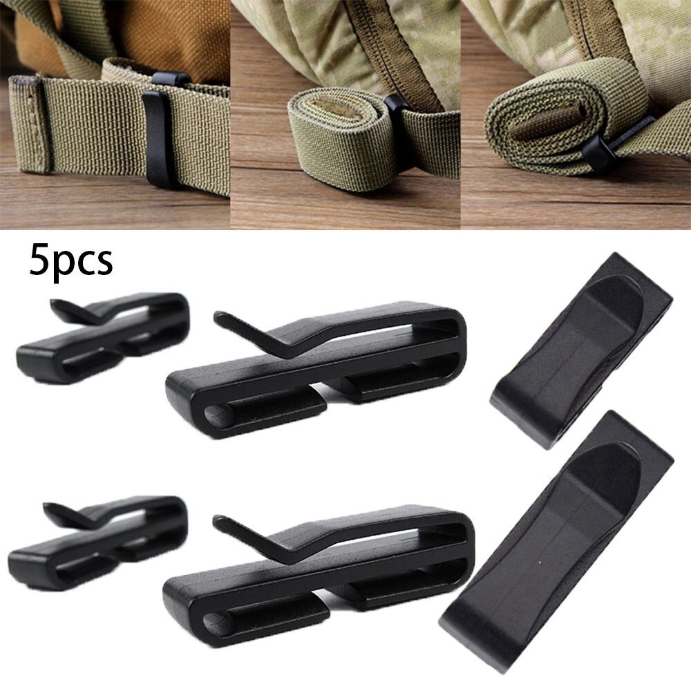 5 Pack MOLLE Backpack Strap Retainer Clips, Adjustable for Camping & Hiking
