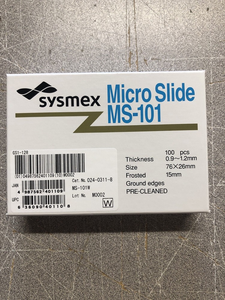 Sysmex MS-101 Micro Slide 76x26mm 15mm 100 Pcs