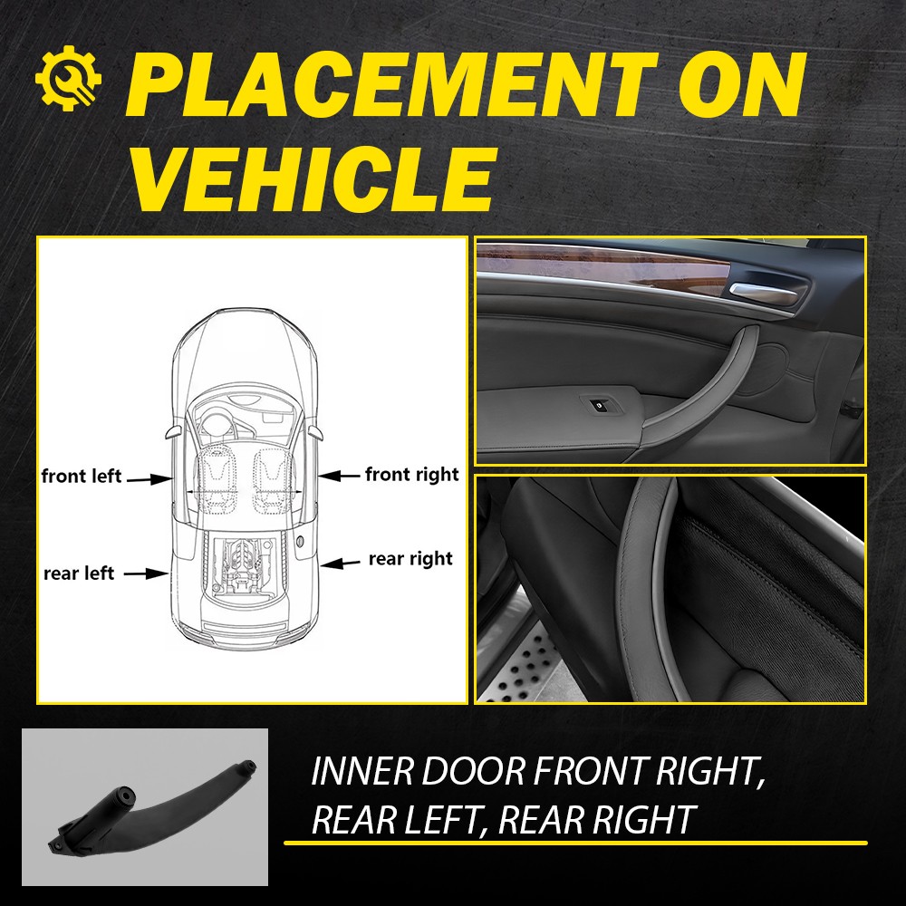Black Interior Front/Rear Right Door Handle Pull Cover For BMW E70 X5 2008-2014