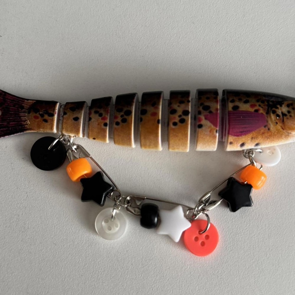 Brown and orange trout fish keychain