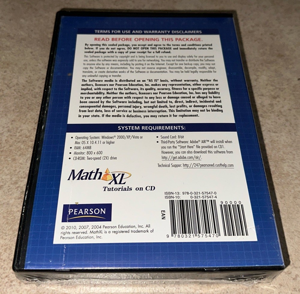 MathXL Tutorials on CD for Algebra & Trigonometry 4th Robert Blitzer CD-ROM NEW