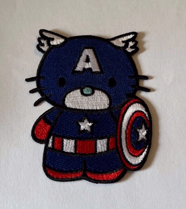 Captain America Cat Embroidered Iron on Patch