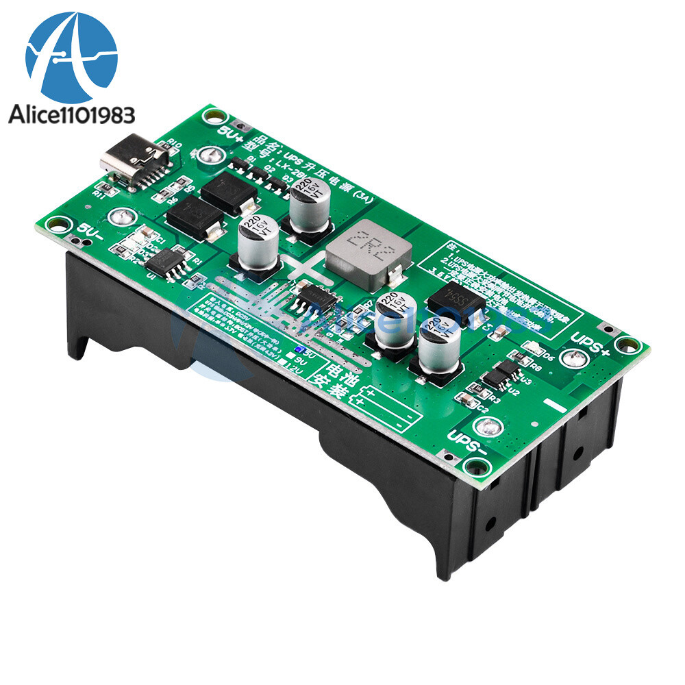 3A 5V9V12V 18650 Lithium Battery Charging Module UPS Power Supply Module Type-C