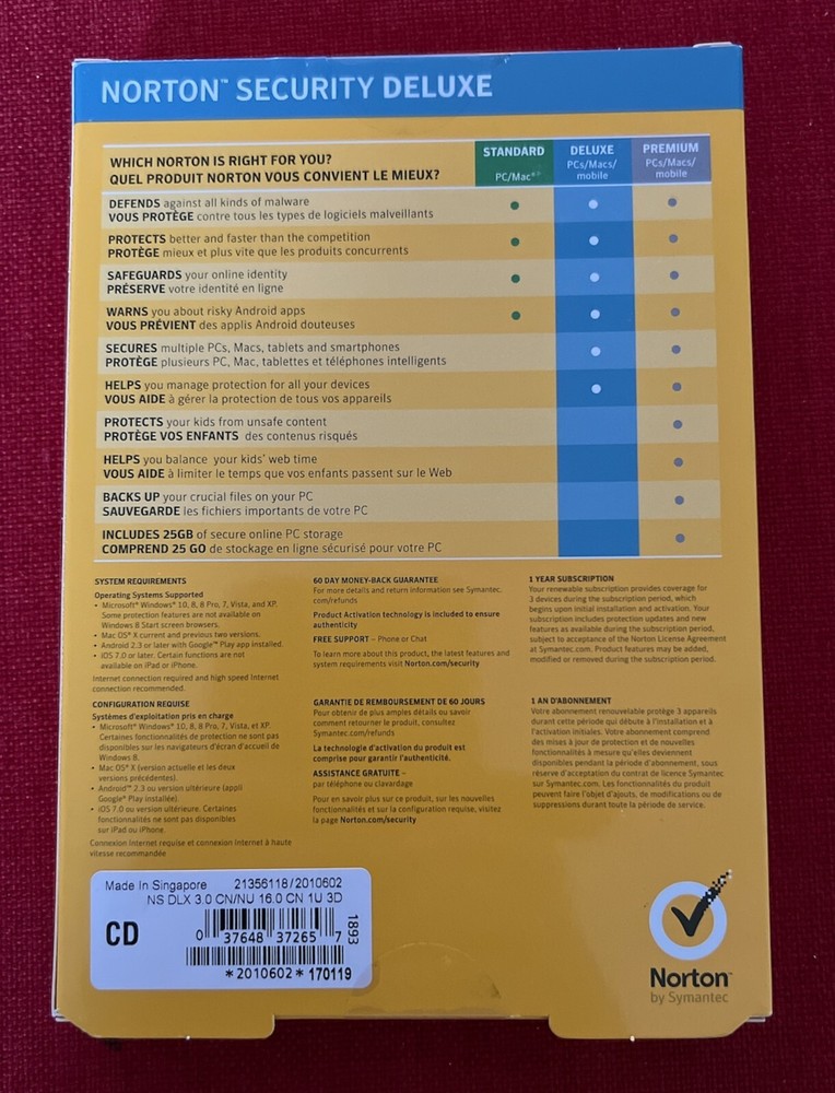 Norton Security Deluxe 2024, 3 Devices (PC Mac Android iOS) 1 Year - Sealed Card