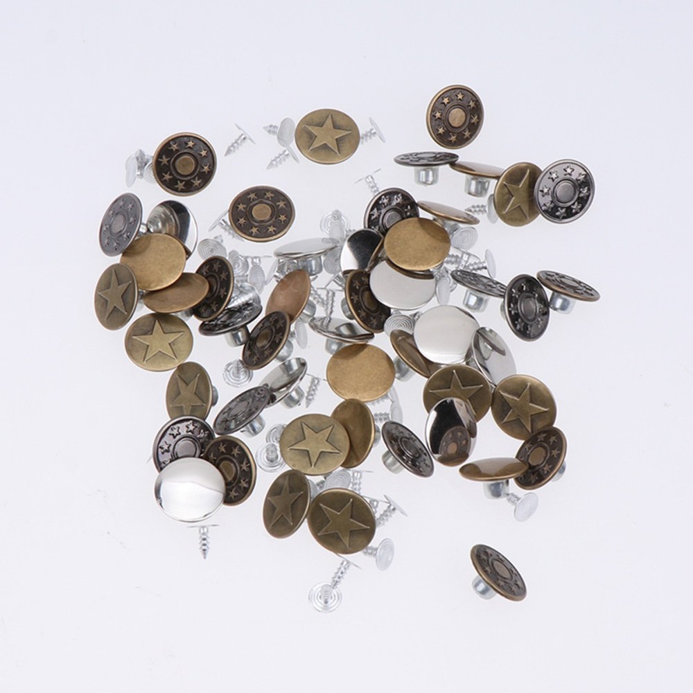 30 Sets Jeans Buttons Pants Snap Replacement Denims Repair Kit for