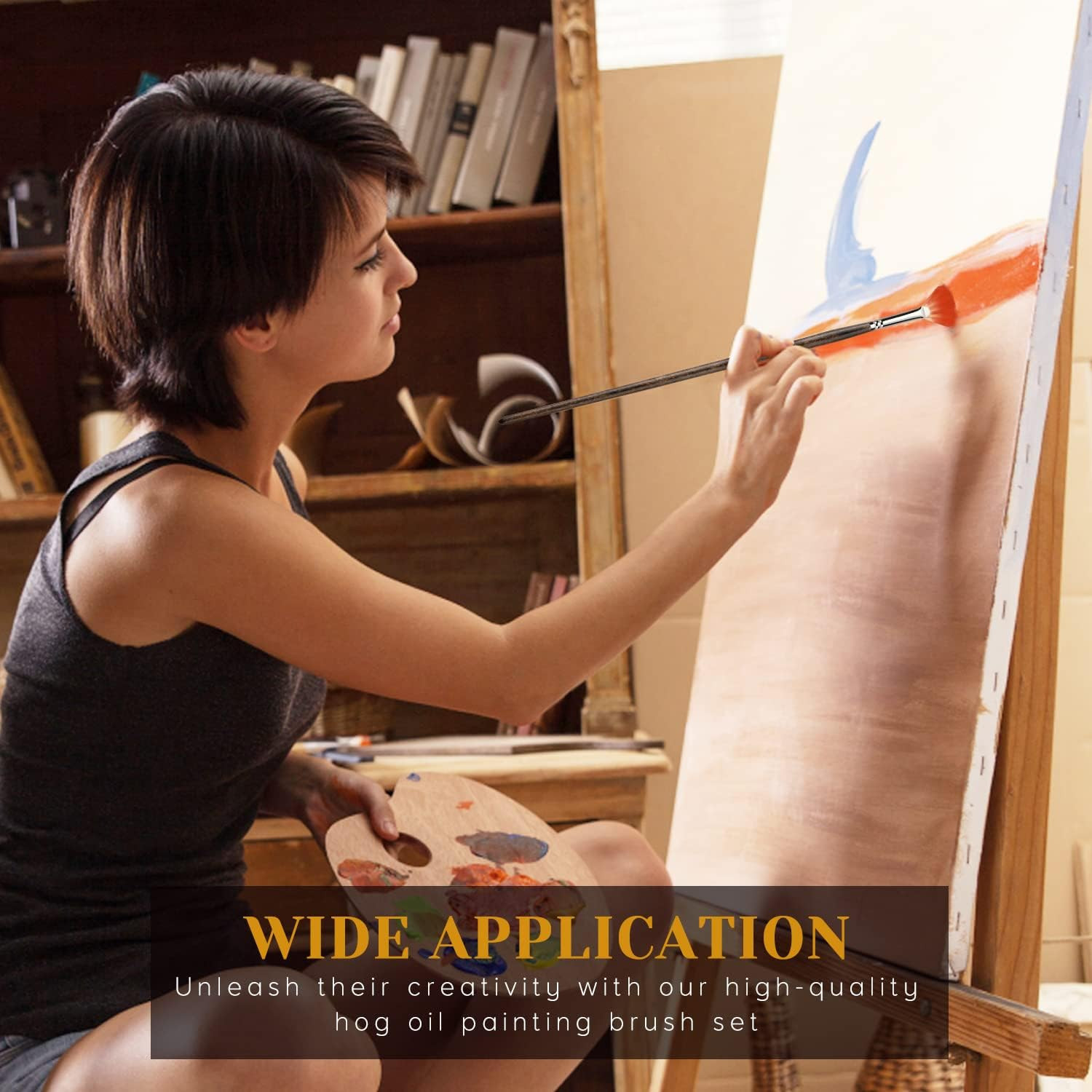 Professional Oil Paint Brush Set, Fuumuui 11Pcs Superior Hog Bristle Paint