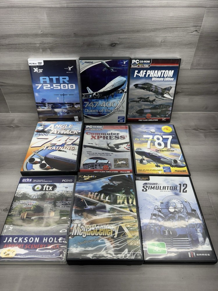 Large Lot Of Flight & Train Simulator Software Add-ons& Aviation Test Prep DVDs