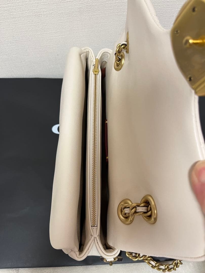 COACH CP150 Tabby 26 Quilted Shoulder Bag Leather White/Gold NWT