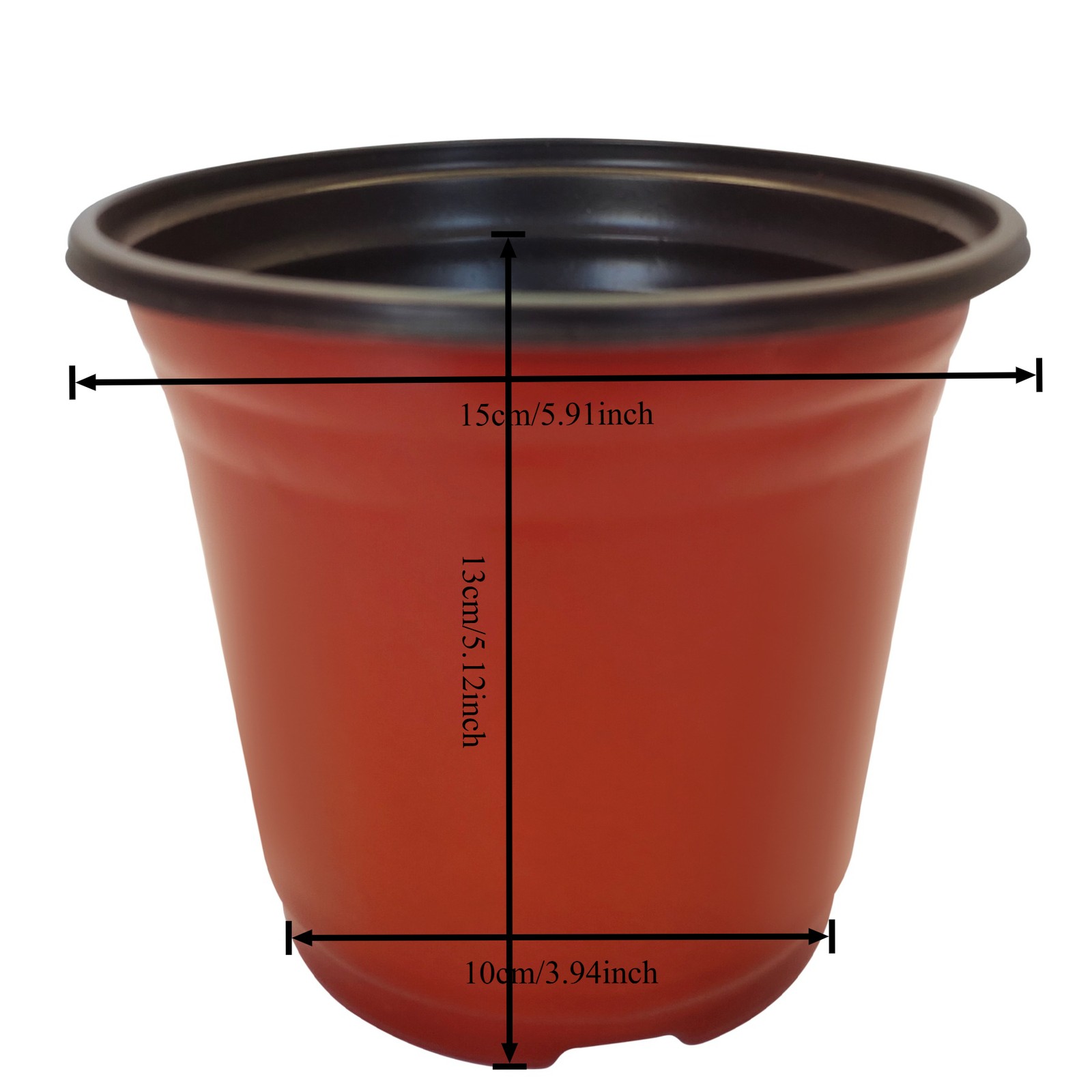 Premium 6 Inch Red Plastic Plant Pots 100Pcs Nursery Succulent Seedling Pots